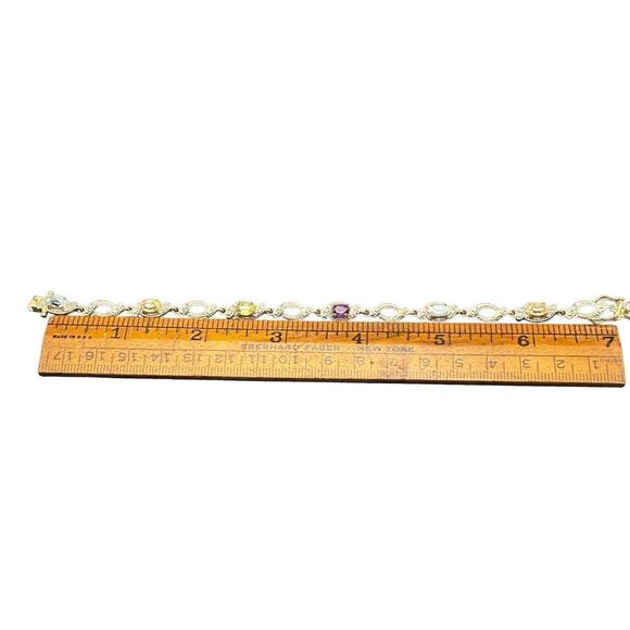 Ross Simons 925 Vermeil Amethyst Peridot Topaz Diamond Accent Bracelet - Picture 11 of 12